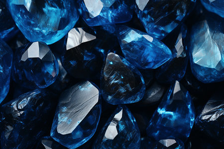 illustration of blue crystal stones texture background. Created with Generative AIの素材