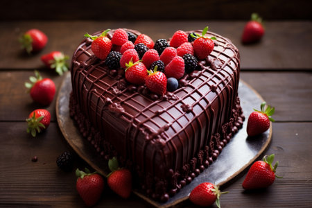 heart shaped chocolate cake illustration. Created with Generative AIの素材