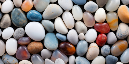 illustration of colorful pebbles stones background. Created with Generative AIの素材