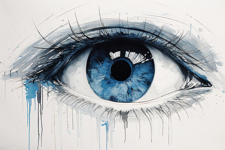 illustration of a blue eye. Created with Generative AIの素材