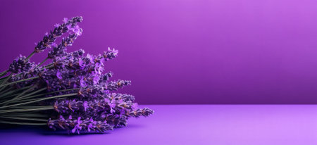 illustration of flowers on violet background. Created with Generative AIの素材
