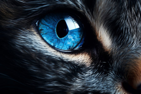 illustration of blue eye of the cat. Created with Generative AIの素材