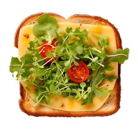 isolated illustration of a sandwich with vegetables and cheese. Created with Generative AIの素材