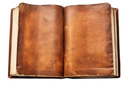 isolated illustration of old open books with blank pages. Created with Generative AIの素材