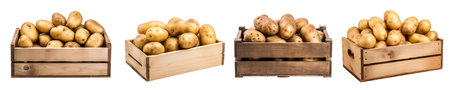 isolated illustration of potatoes in a basket. Created with Generative AIの素材