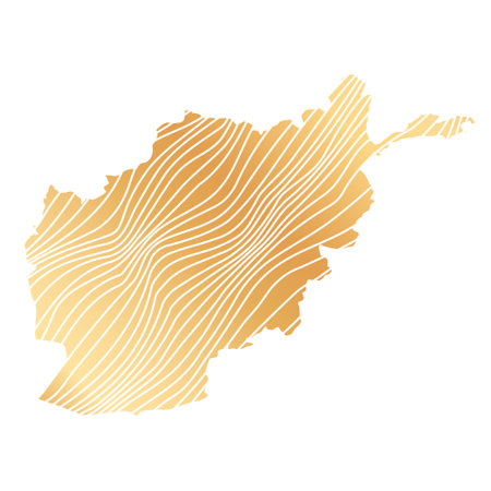 abstract map of Afghanistan - vector illustration of striped gold colored mapのイラスト素材