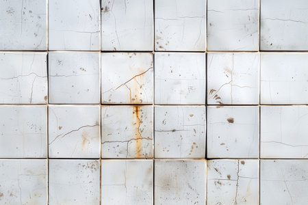 Illustration of old white tiles wall texture. Created with Generative AIの素材
