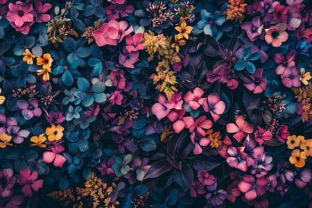 illustration of colorful flowers background. Created with Generative AIの素材