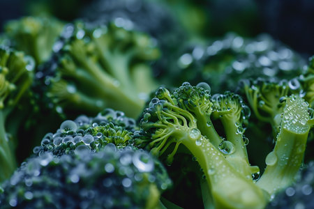 illustration of close up of broccoli. Created with Generative AIの素材
