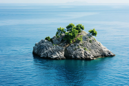 illustration of small island in the sea. Created with Generative AIの素材