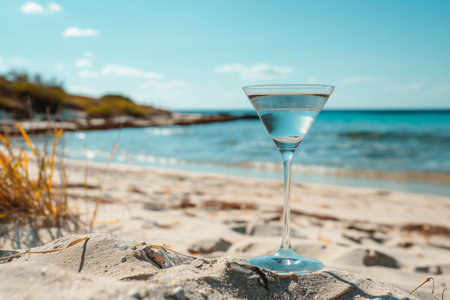 illustration of a cocktail on the beach. Created with Generative AIの素材