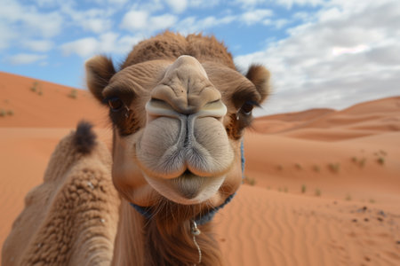 illustration of camel in the desert. Created with Generative AIの素材