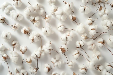 illustration of cotton flowers background. Created with Generative AIの素材