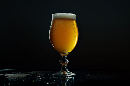 glass of beer on a dark background with a dropsの素材