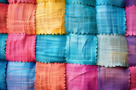 Colorful fabric texture background. Close up of colorful fabric texture.の素材