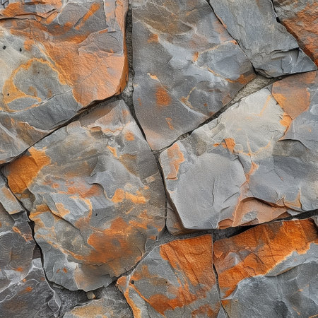 Fragment of a wall made of chipped stone, abstract backgroundの素材
