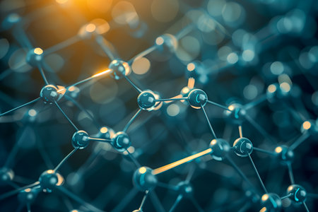 abstract illustration of molecular structure. Scientific background. Futuristic technology style.の素材