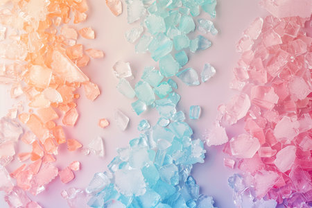 Colorful crystals of sea salt on white background, top view.の素材