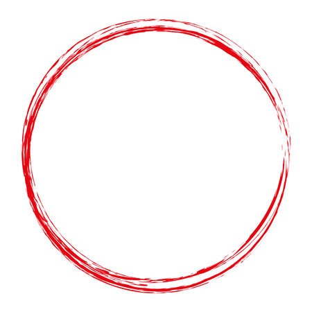 vector illustration of red colored circle shape brush painted banner frame stampのイラスト素材