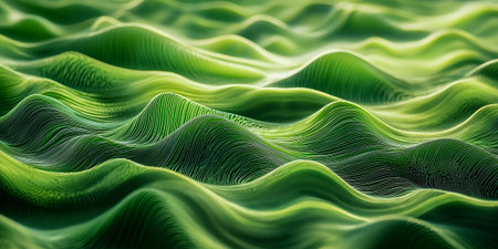 abstract green wavy backgroundの素材