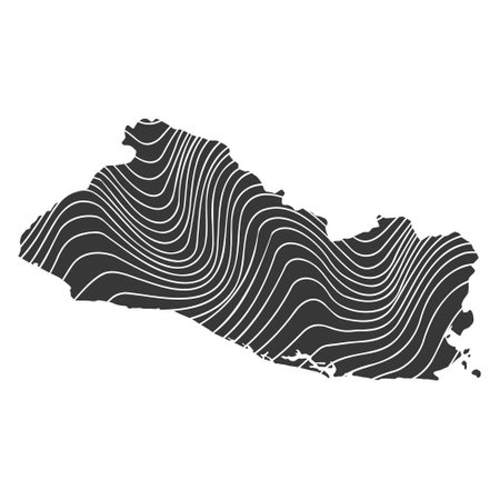 abstract map of El Salvador with wave patternのイラスト素材