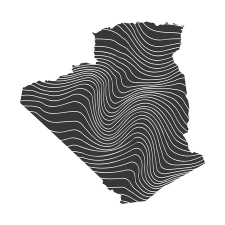 abstract map of Algeria with wave patternのイラスト素材