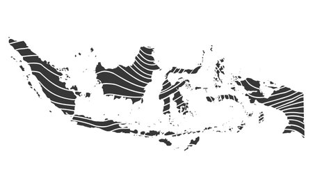 abstract map of Indonesia with wave patternのイラスト素材