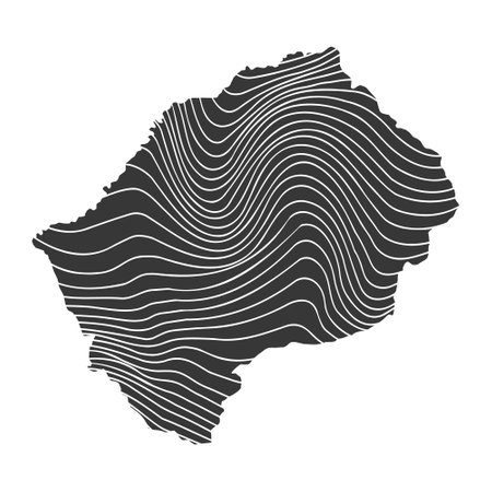 abstract map of Lesotho with wave patternのイラスト素材