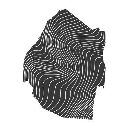 abstract map of Eswatini with wave patternのイラスト素材