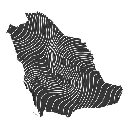 abstract map of Saudi Arabia with wave patternのイラスト素材