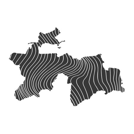 abstract map of Tajikistan with wave patternのイラスト素材