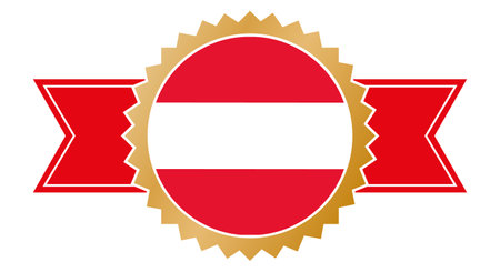 simple gold award ribbon banner with flag of Austriaのイラスト素材