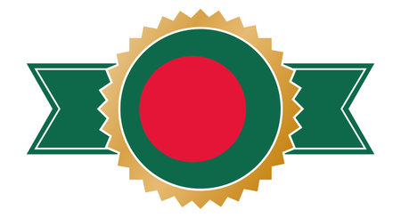 simple gold award ribbon banner with flag of Bangladeshのイラスト素材