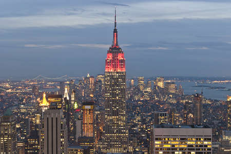 New York City. Manhattan skyline at sunset with empire state building