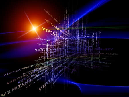 Interplay of words and forms in three dimensional space on the subject virtual reality, cyberspace...