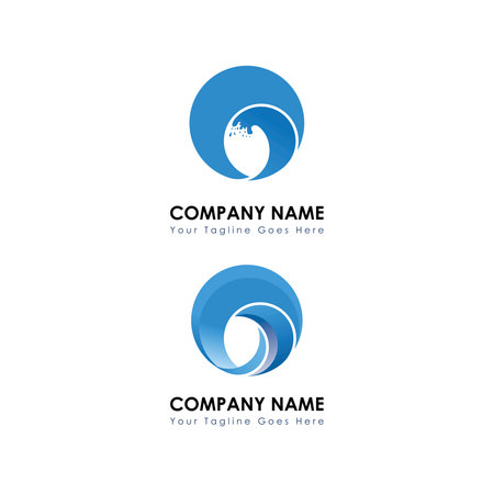 sea beach water wave in circle Image graphic icon logo design abstract concept vector stock. Can be used as a symbol related to the beach or initialのイラスト素材