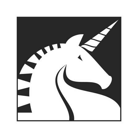 Unicorn unique and extraordinary in square Image graphic icon logo design abstract concept vector stock. Can be used as a symbol related to animal.のイラスト素材