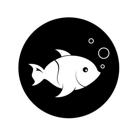 Amazing swim fish in a black circle Image graphic icon logo design abstract concept vector stock. Can be used as a symbol related to fishing or animalのイラスト素材