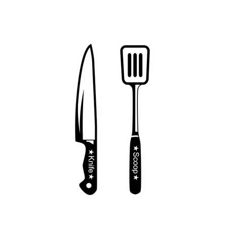 Amazing knife and scoop tools for kitchen Image graphic icon logo design abstract concept vector stock. Can be used as a symbol related to cooking.のイラスト素材