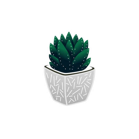 spiny cactus plants in pot Image graphic icon logo design abstract concept vector stock. Can be used as a symbol related to nature or interiorのイラスト素材