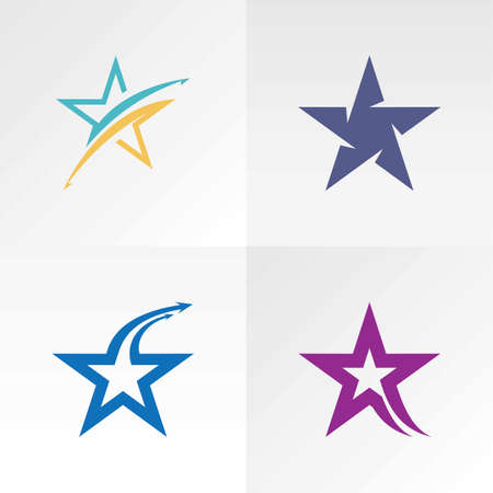 Four types of interesting star image graphic icon logo design abstract concept vector stock. Can be used as a symbol associated with champion or winnerのイラスト素材