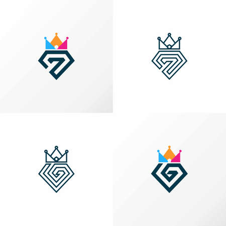 simple Crown and pentagon like letter G font image graphic icon logo design abstract concept vector...