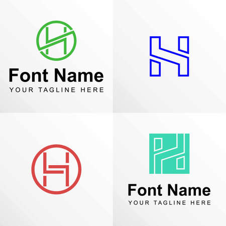 4 letter H font in line image graphic icon logo design abstract concept vector stock. Can be used as a symbol related to initial or monogramのイラスト素材