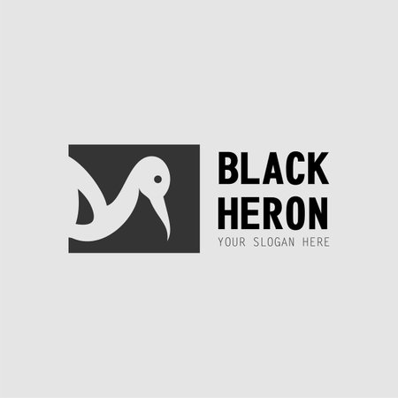 Unique Heron in block square image graphic icon logo design abstract concept vector stock. Can be used as a symbol associated with animal or negative spaceのイラスト素材