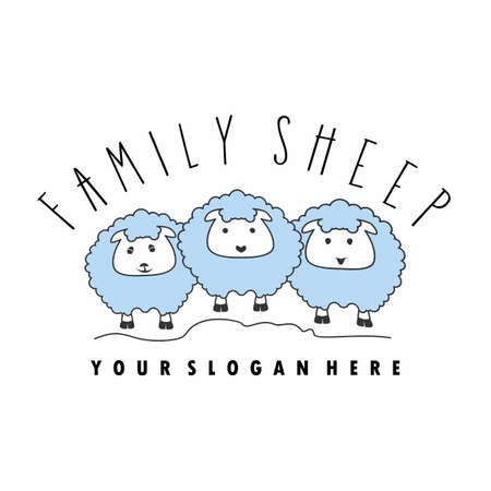 Family three sheeps with a funny face image graphic icon logo design abstract concept vector stock. Can be used as a symbol related to animal or cartoonのイラスト素材