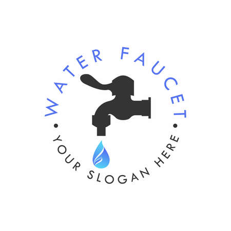 Black water faucet and water dripping image graphic icon logo design abstract concept vector stock. Can be used as a symbol related to plumbing or natureのイラスト素材