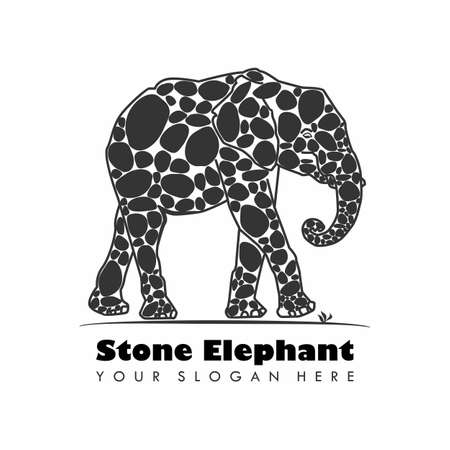 Elephant line out with stone inside image graphic icon logo design abstract concept vector stock. Can be used as a symbol related to animal or childrenのイラスト素材