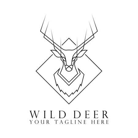 deer head design with amazing line out sharp horn image graphic icon logo design abstract concept vector stock. Can be used as a symbol related to animal.のイラスト素材