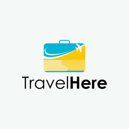 Simple and unique trunk and aircraft in flight Image graphic icon logo design abstract concept vector stock. Can be used as symbol related to travel or vacation.のイラスト素材