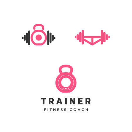 barbell and dumbbell fitness equipment Image graphic icon logo design abstract concept vector stock. Can be used as a symbol associated with sport tool.のイラスト素材